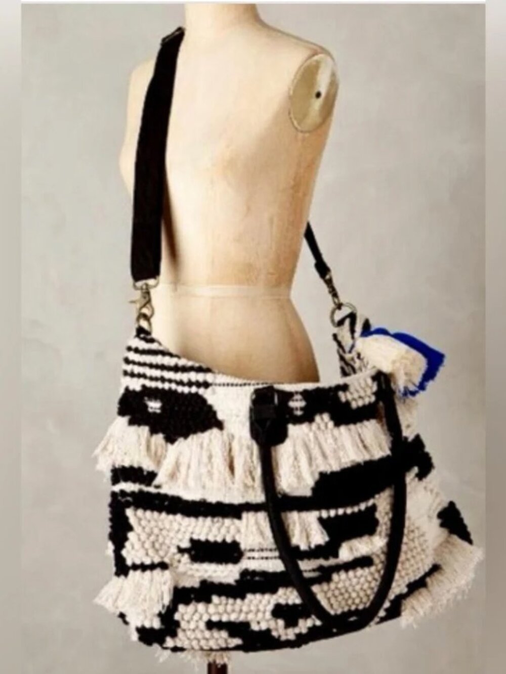 JASPER + JEERA Anthropologie Boho Fringe Weekender Travel Bag Tote